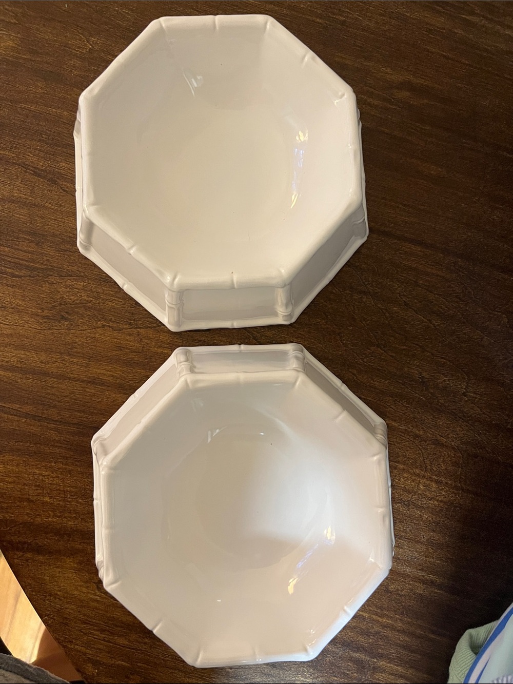 White Octagonal Ceramic pet bowls - Set of 2